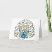 Carte Paon floral aquarelle (Devant)