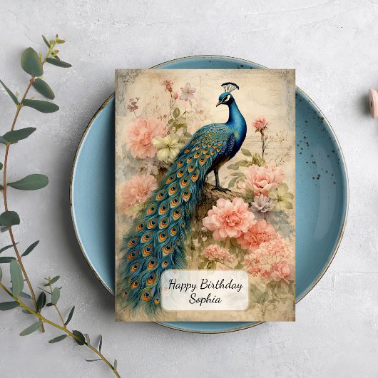 Carte Paon Vintage