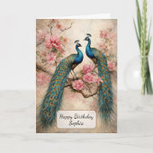 Carte Paons en fleurs (Devant)