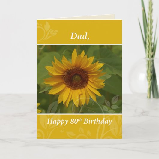 Carte Papa 80e Anniversaire Tournesol (Devant)