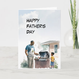 Carte Papa afro-américain avec une petite Fête des pères
