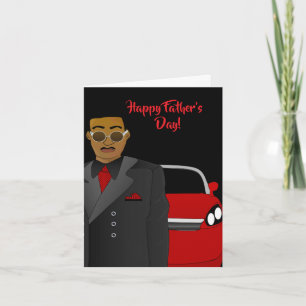 Carte Papa afro-américain costume, cravate et voiture po