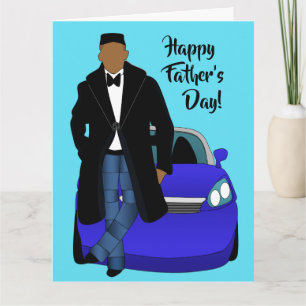 Carte Papa afro-américain manteau noir Fête des pères