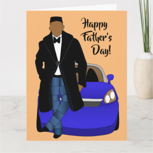 Carte Papa afro-américain manteau noir Fête des pères