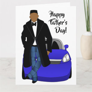 Carte Papa afro-américain manteau noir Fête des pères