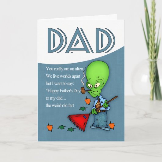 Carte Papa, alien humoristique de fête des pères (Devant)