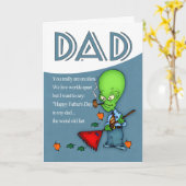 Carte Papa, alien humoristique de fête des pères (Fleur jaune)