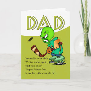 Carte Papa, alien humoristique d'hockey de fête des