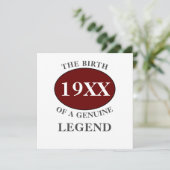 Carte Papa Anniversaire Ajouter Année Légende Rouge Noir (Debout devant)