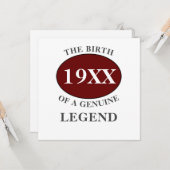 Carte Papa Anniversaire Ajouter Année Légende Rouge Noir (Devant/Arrière en situation)