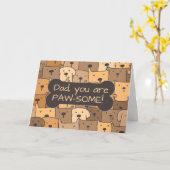 Carte Papa Anniversaire Chiens mignons et jeu de mots (Fleur jaune)