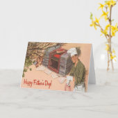 Carte Papa Barbeque BBQ Rétro Annonce Fête des pères Vin (Fleur jaune)