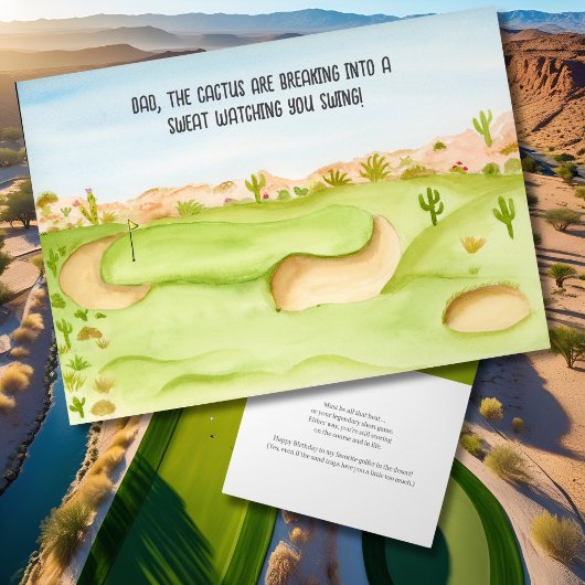 Carte Papa, Birthday Desert Golf Course Aquarelle