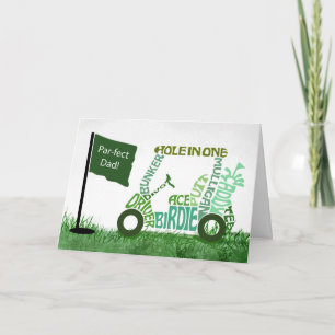 Carte Papa Birthday Par-Fect Papa Golf Panier en mots