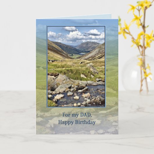 Carte Papa Birthday with a Mountain Landscape (Fleur jaune)
