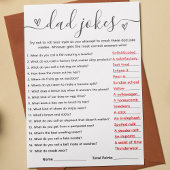 Carte Papa Blagues avec réponse Baby shower clé je