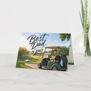 Carte Papa Bonhomme Allumette Golfeur dans un Chariot de