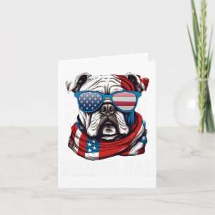 Carte Papa Bouledogue Drapeau USA 4 juillet Papa Chien