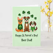 Carte Papa Chiens Pull Rayé (Fleur jaune)
