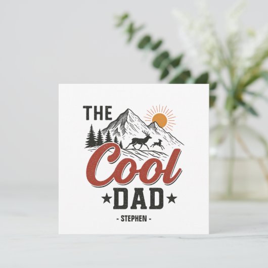 Carte Papa Cool - Rustic Mountain et Deer Design (Debout devant)