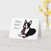 Carte Papa de Boston Terrier avec la cravate 2 (Fleur jaune)
