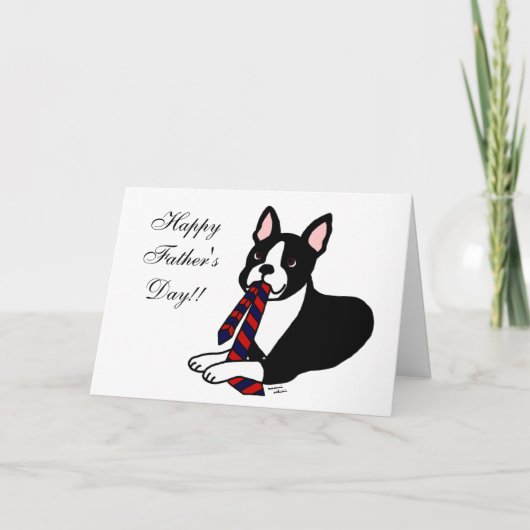 Carte Papa de Boston Terrier avec la cravate 2 (Devant)