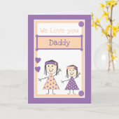 Carte Papa de petites filles violet voeux d'anniversaire (Fleur jaune)