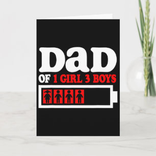 Carte Papa drôle de 1 fille 3 garçons de fils fille