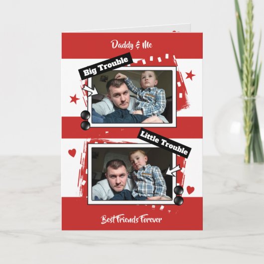 Carte Papa et moi, photo rouge et blanche (Devant)