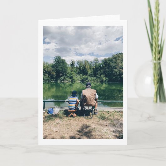 Carte Papa et son fils pêchent dans le lac Votre propre  (Devant)