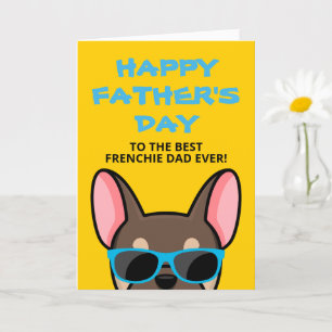 Carte Papa Fête des Pères Brun Tan Bouledogue Français