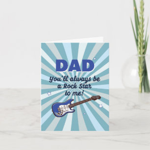 Carte Papa Guitare Électrique Rock Star Cool Bleu