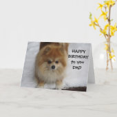 CARTE "PAPA" HEUREUX ANNIVERSAIRE DIT LE POMERANIEN (Fleur jaune)