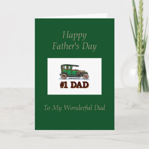 Carte Papa heureux de fête des pères - voiture ancienne