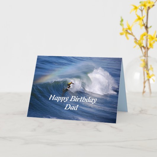 Carte Papa Joyeux Surfer D'Anniversaire Avec Arc En Ciel (Fleur jaune)