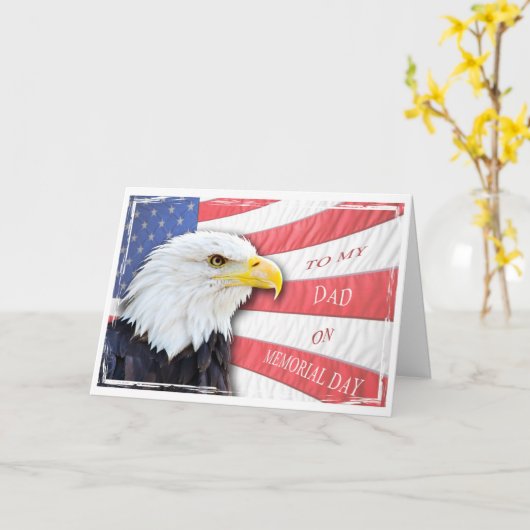 Carte Papa, Memorial Day, avec un aigle chauve (Fleur jaune)