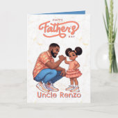 Carte Papa noir et fille poing contre poing Orange et Bl (Devant)