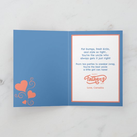 Carte Papa noir et fille poing contre poing Orange et Bl (Intérieur)