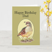 Carte Papa, oiseau de cailles de Californie d'aquarelle (Fleur jaune)