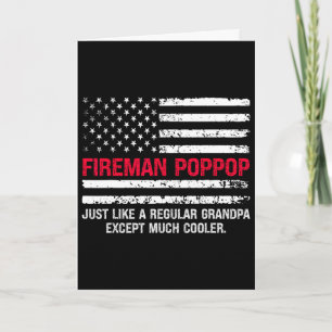 Carte Papa pompier Pop Pop drapeau américain fière tenue