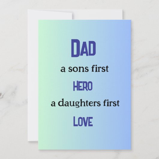 Carte Papa, premier héros des fils, premier amour des fi (Devant)