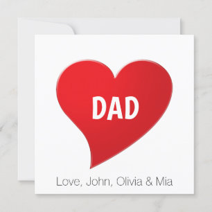 Carte Papa rouge grand coeur message personnalisé enfant