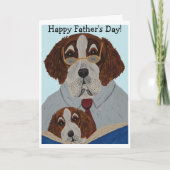 Carte Papa Saint-Bernard lisant à son chiot (Devant)