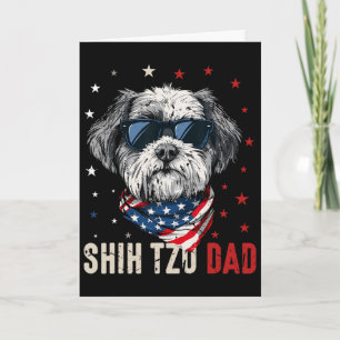 Carte Papa Shih Tzu drôle Usa Stars 4 juillet Fête des p