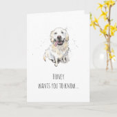 Carte Papa simple et drôle avec un Golden Retriever pour (Fleur jaune)