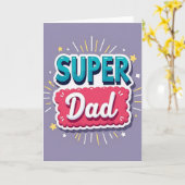 Carte Papa Super avec Étoiles Sarcelle (Fleur jaune)