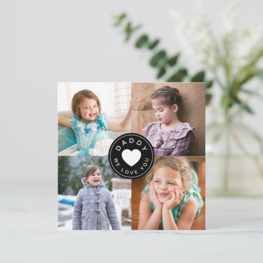 Carte Papa We Love You Heart 4 Photo Collage (Debout devant)