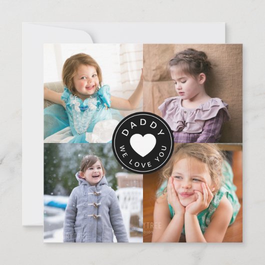 Carte Papa We Love You Heart 4 Photo Collage (Devant)