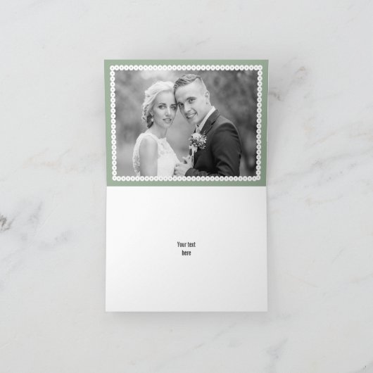 Carte Pape vert Sage picado mariage photo Merci (Intérieur)