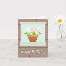 Paper Craft Daisies at House Window Birthday Card